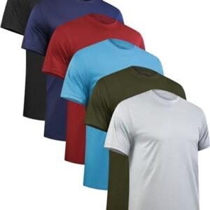 OYGSieg 6 Pack Workout Shirts for Men Short Sleeve Athletic Active Tops Quick Dry Crew Neck T Shirt for Running