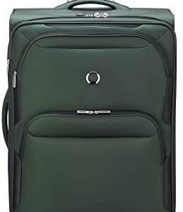 DELSEY PARIS Sky Max 2.0 Softside Expandable Luggage with Spinner Wheels, Green, Checked-Large, 28 Inch
