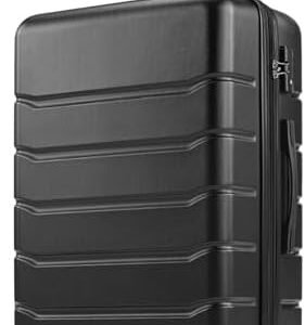 Sweetcrispy Carry on Luggage, Hard Shell ABS, Double Spinner Wheels Lightweight Suitcase TSA Lock, Natural Black, 20 Inch
