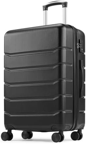 Sweetcrispy Carry on Luggage, Hard Shell ABS, Double Spinner Wheels Lightweight Suitcase TSA Lock, Natural Black, 20 Inch