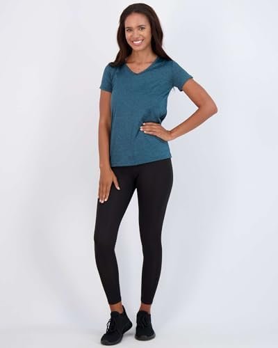 Real Essentials 5 Pack: Women's Short Sleeve V-Neck Activewear T-Shirt Dry-Fit Wicking Yoga Top (Available in Plus) - Image 5