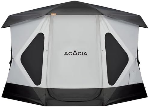 ACACIA Camping Tent, Pop Up Camping Tent with 8 Windows and Footprint, Waterproof Windproof Easy Setup Hub Tent for Family Camping, Hiking and Glamping