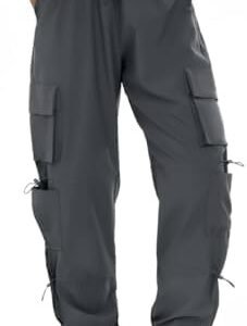 Womens Parachute Cargo Pants with Pockets Quick Dry Hiking Pants Lightweight Water-Resistant Baggy Joggers