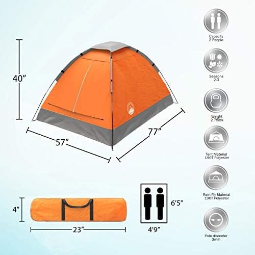 2 Person Camping Tent with Rain Fly and Carrying Bag - Lightweight Outdoor Tent for Backpacking - Image 6
