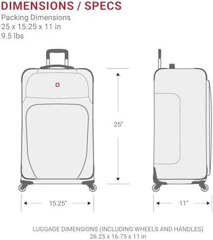 SwissGear Sion Softside Expandable Luggage, Dark Grey, Checked-Medium 25-Inch - Image 7