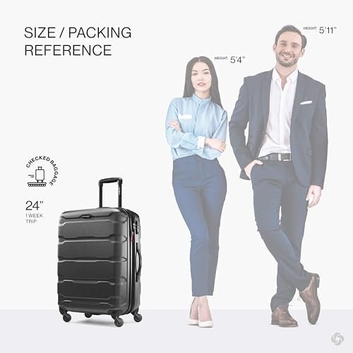 Samsonite Omni PC Hardside Expandable Luggage with Spinner Wheels, Black, Checked-Medium 24-Inch - Image 3