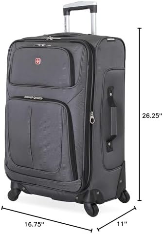 SwissGear Sion Softside Expandable Luggage, Dark Grey, Checked-Medium 25-Inch - Image 11