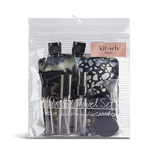 Kitsch 11 PCS Travel Bottles for Toiletries – Travel Essentials Kit for Shampoo, Conditioner, Lotion & More - TSA Approved Travel Bottles, Leak-Proof Refillable Travel Size Containers - Black & Ivory - Image 8