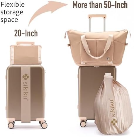 4-Piece Lightweight Luggage Sets for Women, Hardshell Spinner Suitcase with TSA Lock, Expandable Duffel Bag, Luggage Strap, and Leather Tag(Pink, 20inch) - Image 2