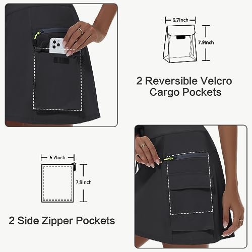 Women's Hiking Cargo Skort Skirt High Waisted Golf Dressy Casual with Zipper Pockets Workout Sport Quick Dry Skirts - Image 3