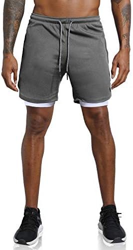 Leidowei Men's 2 in 1 Workout Running Shorts Lightweight Training Yoga Gym 7" Short with Zipper Pockets - Image 2