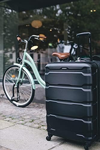 Samsonite Omni PC Hardside Expandable Luggage with Spinner Wheels, Black, Checked-Medium 24-Inch - Image 2
