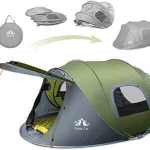 Night Cat Pop-up Camping Tent: 2 Person Tent Waterproof Instant Easy Setup Family Tent