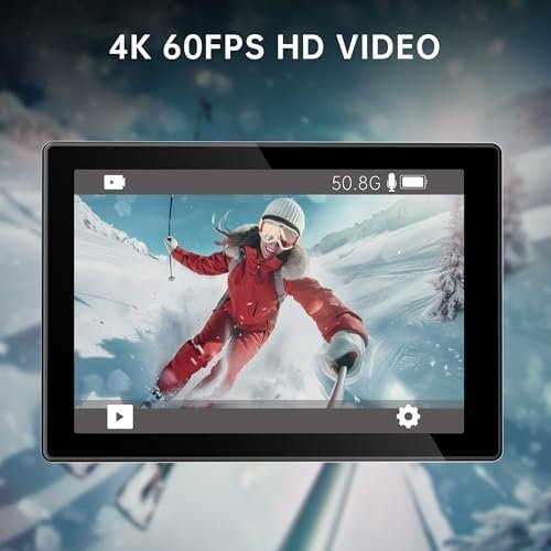 4K60FPS 30MP Action Camera with Front LCD and Touch Rear Screens, Underwater Camera with 64GB Memory Card, 132FT Waterproof Camera, EIS, 5X Zoom, WiFi Remote Control(Black) - Image 3