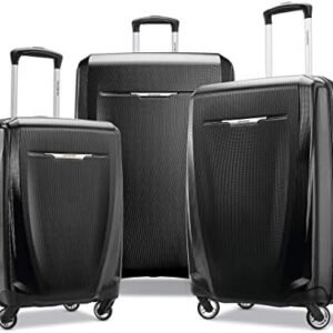 Samsonite Winfield 3 DLX Hardside Expandable Luggage with Spinners, Black, 3-Piece Set (20/25/28)