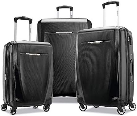 Samsonite Winfield 3 DLX Hardside Expandable Luggage with Spinners, Black, 3-Piece Set (20/25/28)
