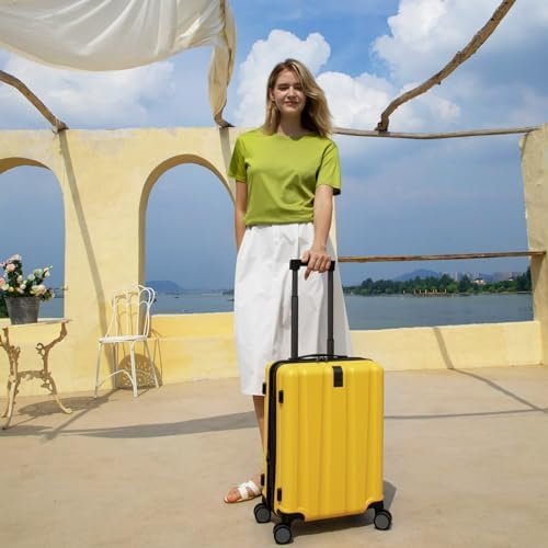 KROSER Hardside Expandable Carry On Luggage with Spinner Wheels & Built-in TSA Lock, Durable Suitcase Rolling Luggage with USB Port, Carry-On 20-Inch, Yellow - Image 6