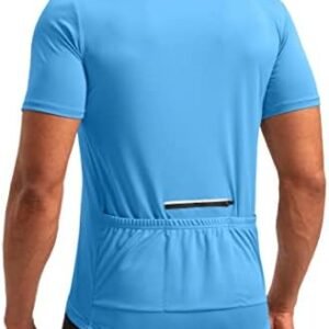 Bikewa Men's Cycling Jersey Moisture Wicking Short Sleeve UPF Half Zip Bike Road Riding Biking Shirts for Men Zipper Pockets