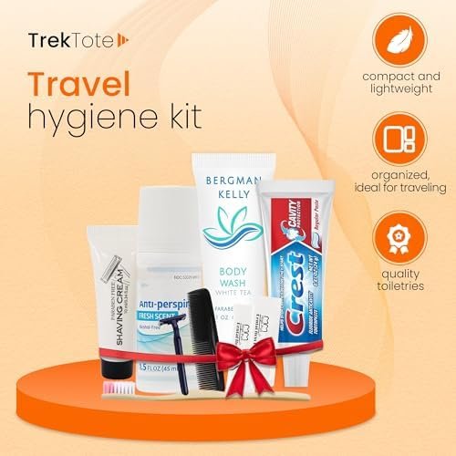Trektote Travel Toiletry Kit For Men And Women – 10 Piece Set of Travel Size Toiletries, TSA Compliant, Includes Body Wash, Deodorant, Shaving Cream And Razor, Oral Care, Reusable Toiletry Bag & More - Image 3