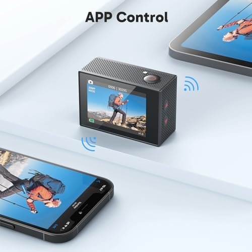 AKASO EK7000 4K30FPS 20MP WiFi Action Camera with EIS Ultra HD 131FT Waterproof Underwater Camera Remote Control 4X Zoom Support External Microphone Black - Image 8