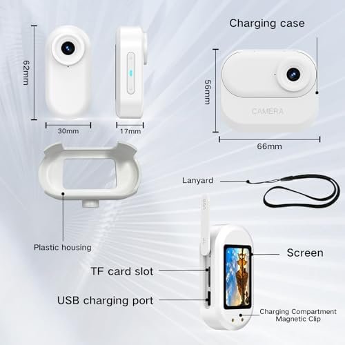 Body Camera, Thumb Action Camera HD 1080P Video Recorder, Small POV Camcorder with Motion Detection, 1.47'' Screen Magnetic Sports Cam Wireless Charging Case, Mini Body Cam for Pets/Cycling/Vlogging - Image 7