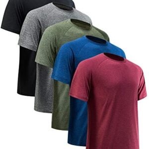 Workout Shirts for Men Short Sleeve Quick Dry Athletic Gym Active T Shirt Moisture Wicking