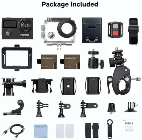 AKASO Brave 4 4K30fps 20MP WiFi Action Camera Ultra Hd with EIS 131ft Waterproof Camera Remote Control 5xZoom Underwater Camcorder with 2 Batteries and Bicycle Helmet Accessories Kit - Image 9