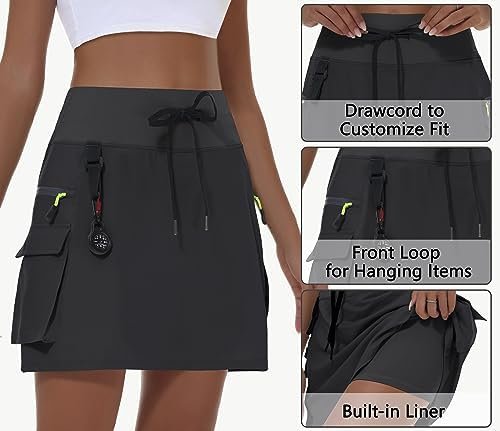 Women's Hiking Cargo Skort Skirt High Waisted Golf Dressy Casual with Zipper Pockets Workout Sport Quick Dry Skirts - Image 4