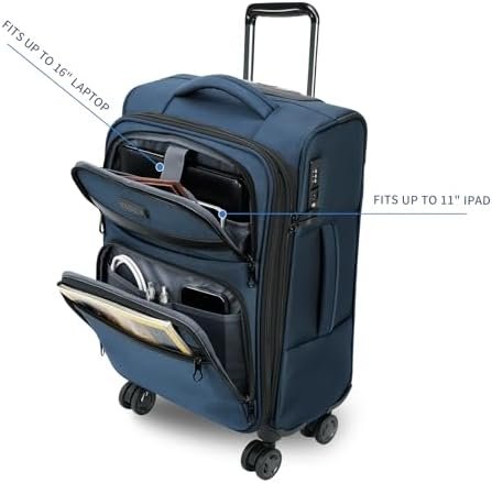 KROSER Softside Expandable Carry On Luggage with Spinner Wheels & Built-in TSA Lock, Durable Suitcase Rolling Luggage with USB Port, Carry-On 20-Inch, Haze Blue - Image 6
