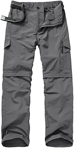 Mens Hiking Pants Quick Dry Lightweight Fishing Convertible Zip Off Safari Trousers