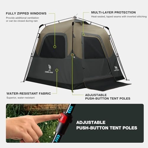CAMEL CROWN Instant Tents for Camping 4-6 Person Tent Waterproof Easy Setup Sets Up in 60 Seconds Backpacking Tents with Carry Bag for Outdoor Hiking - Image 6