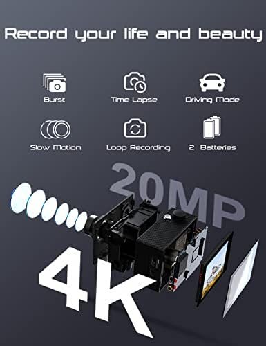 Apexcam Action Camera 4K Sports Cameras 20MP 40M 170°Wide-Angle WiFi Waterproof Underwater Camera with 2.4G Remote Control 2 Batteries 2.0'' LCD Ultra HD Camera with Mounting Accessories Kit - Image 2