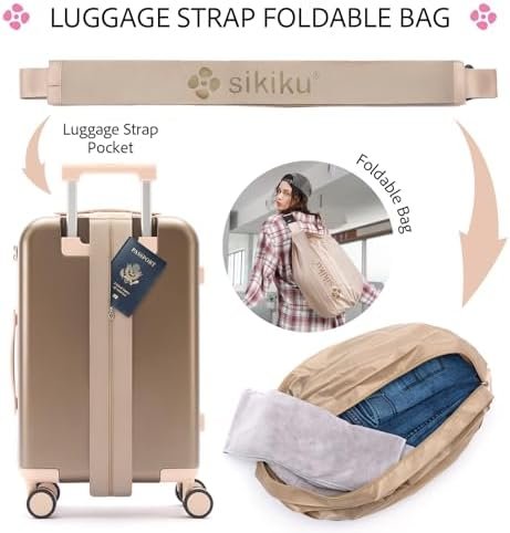4-Piece Lightweight Luggage Sets for Women, Hardshell Spinner Suitcase with TSA Lock, Expandable Duffel Bag, Luggage Strap, and Leather Tag(Pink, 20inch) - Image 5
