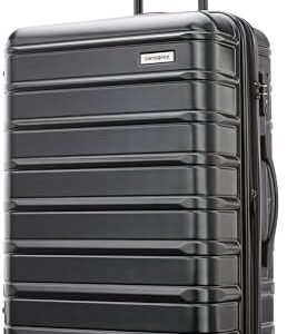 Samsonite Omni 2 24-Inch Medium Checked Hardside Luggage with 360° Spinner Wheels - Scratch Resistant Hardshell - TSA Lock - Expandable Polycarbonate Shell for Lightweight Travel - Midnight Black