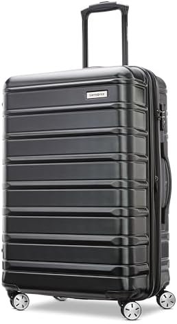 Samsonite Omni 2 24-Inch Medium Checked Hardside Luggage with 360° Spinner Wheels - Scratch Resistant Hardshell - TSA Lock - Expandable Polycarbonate Shell for Lightweight Travel - Midnight Black