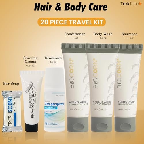 Trektote Travel Toiletry Kit For Men And Women – 20 Piece Set of Travel Size Toiletries, TSA Compliant, Travel Essentials, Includes Shampoo And Conditioner, Body Wash, Oral Care, Toiletry Bag & More - Image 2