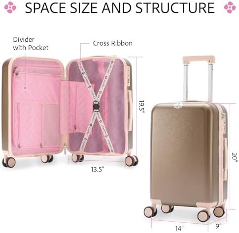4-Piece Lightweight Luggage Sets for Women, Hardshell Spinner Suitcase with TSA Lock, Expandable Duffel Bag, Luggage Strap, and Leather Tag(Pink, 20inch) - Image 3