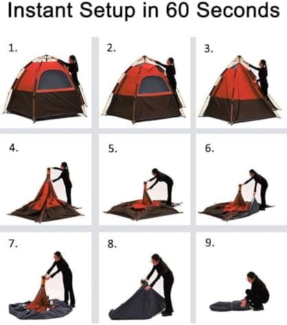Camping Tent with Instant Setup, 2/3 Person Weatherproof Tent Easy Quick Set Up in 60 Seconds with Rainfly Backpack Tent for Family Camping & Hiking, Upgraded Ventilation,Center Height 66-inch - Image 6