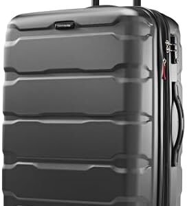Samsonite Omni PC Hardside Expandable Luggage with Spinner Wheels, Black, Checked-Medium 24-Inch