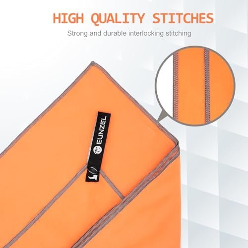 Eunzel Quick Dry Camping Towel, Microfiber Travel Towel 3 Size at 1 Pack,Fast Drying Towel Set for Camping, Beach, Gym, Sports, Yoga & Swimming Pool, Orange - Image 3