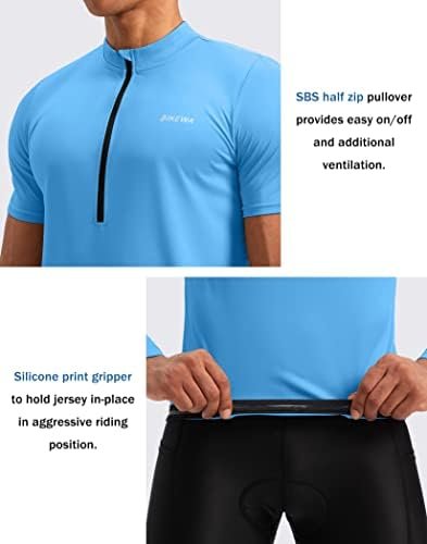 Bikewa Men's Cycling Jersey Moisture Wicking Short Sleeve UPF Half Zip Bike Road Riding Biking Shirts for Men Zipper Pockets - Image 4