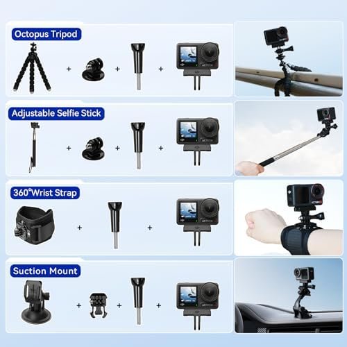 DJI Osmo Action 4 Standard Combo with 50 Piece Accessory Kit + 2 Extra Batteries + 64GB Card, 4K/120fps Waterproof Action Camera with a 1/1.3-Inch Sensor, Long-Lasting 160 Mins, Outdoor Camera - Image 2