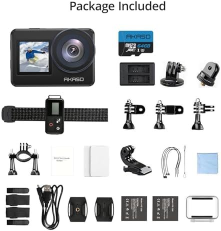 AKASO Brave 7 Action Camera 4K30FPS 20MP with 64GB U3 MicroSDXC Memory Card, Waterproof Camera with Touch Screen IPX8 33FT EIS 2.0 Zoom Support External Mic Voice Control with 2X 1350mAh Batteries - Image 8