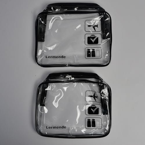 Lermende 2pcs Clear Toiletry Bag TSA Approved Travel Bag,Carry On for Travel,Airport Airline Accessories Compliant Bag,Quart Sized Makeup Cosmetic bag Women Men (Black, 2 Pack) - Image 7