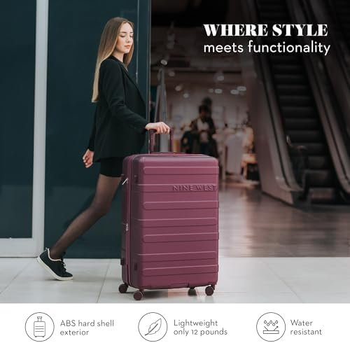 Nine West Large Checked Luggage, 32 Inch Extra Large Suitcases with Wheels, Perfect Hard Luggage for Long Distance Travel, Ideal Travel Suitcase for Family Vacations or Business Trips - Image 3