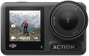 DJI Osmo Action 4 Standard Combo, 4K/120fps Waterproof Action Camera with a 1/1.3-Inch Sensor, Stunning Low-Light Imaging,10-bit & D-Log M Color Performance, Long-Lasting 160 Mins, Outdoor Camera