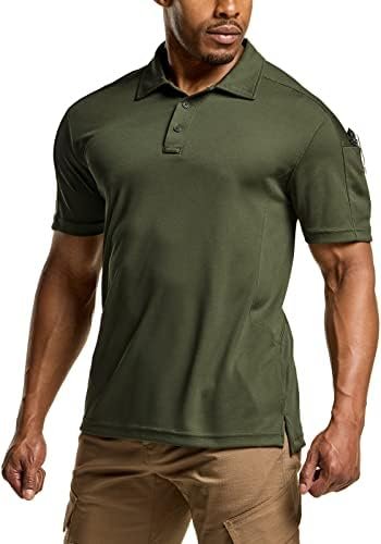 CQR Men's Polo Shirts, Tactical Short Sleeve Golf Performance Shirts, Lightweight Dry Fit UPF 50+ Pique