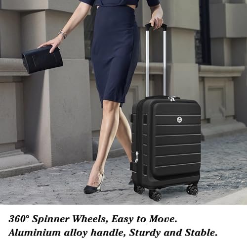 Classic 3-Piece Luggage Set Lightweight Hardside Suitcase TSA Lock Spinner Wheels, 20" Expandable Carry-On Luggage with Quick Access Front Open Pocket for Travel Business, 20/24/28 inch, Black - Image 5