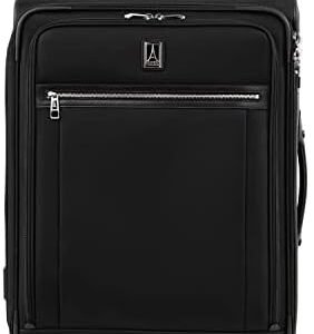 Travelpro Platinum Elite Softside Expandable Checked Luggage, 8 Wheel Spinner Suitcase, TSA Lock, Men and Women, Shadow Black, Checked Medium 25-Inch