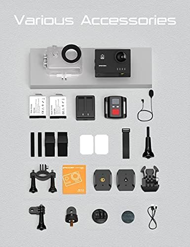 Apexcam 4K 60FPS Action Camera EIS Stabilization 20MP Sports Cam 40M Waterproof Underwater Camera 8X Zoom Support External Mic with Remote Control 2 x 1350mAh Rechargeable Batteries… - Image 7